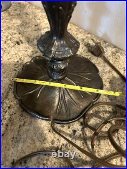 Antique Slag Glass Table Lamp Miller Dutch Windmill Shade Art Nouveau Style