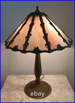 Antique Slag Glass Table Lamp Miller Hubbard Style 1920 Flawless Glass