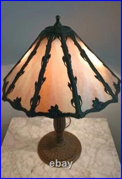 Antique Slag Glass Table Lamp Miller Hubbard Style 1920 Flawless Glass