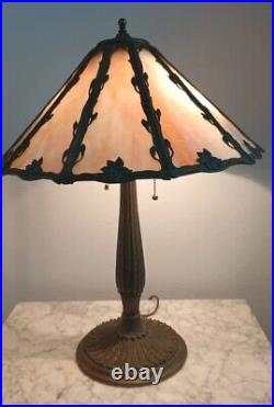 Antique Slag Glass Table Lamp Miller Hubbard Style 1920 Flawless Glass