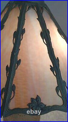 Antique Slag Glass Table Lamp Miller Hubbard Style 1920 Flawless Glass