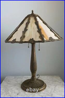 Antique Slag Glass Table Lamp Miller Hubbard Style 1920 Flawless Glass