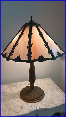 Antique Slag Glass Table Lamp Miller Hubbard Style 1920 Flawless Glass