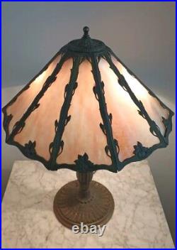 Antique Slag Glass Table Lamp Miller Hubbard Style 1920 Flawless Glass