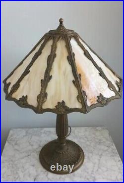 Antique Slag Glass Table Lamp Miller Hubbard Style 1920 Flawless Glass