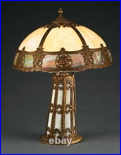 Antique Slag Glass Table Lamp with LIGHT-UP BASECirca 1920