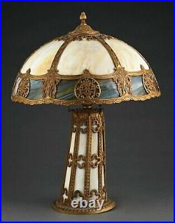 Antique Slag Glass Table Lamp with LIGHT-UP BASECirca 1920