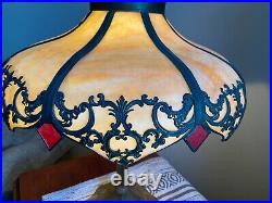 Antique Slag Glass lamp with matching hanging light