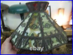 Antique Slag Glass panel Shade Handel miller hubbard bradley table Lamp Light er