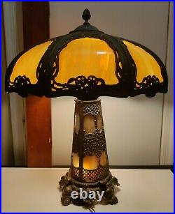 Antique Slag Lamp 8 panels double lit