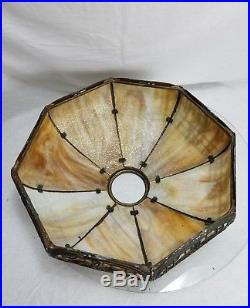 Antique Slag Ornate Lamp Dome Shade Brady Hubbard Style Art Craft Mission Glass