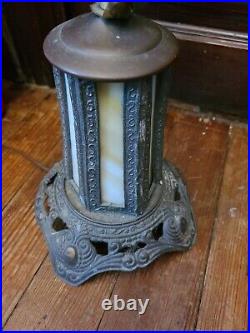 Antique Slag Stained Glass Ef & Ef Industries Lamp #539x Bronze Works! Beautiful