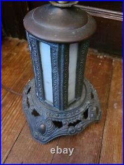 Antique Slag Stained Glass Ef & Ef Industries Lamp #539x Bronze Works! Beautiful
