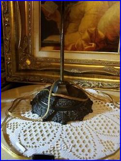 Antique Slag Tulip Bicolor 10 Glass Bra Table Lamp/ornate Shade 19 Inches Tall