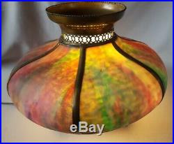 Antique Slag glass lamp shade Arts & Crafts era