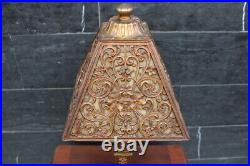 Antique Small Ornate Boudoir Slag Glass Table Lamp Sign AMV USA Art Nouveau