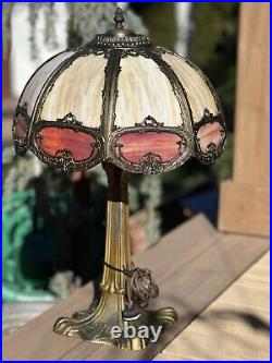 Antique Stunning Slag Glass Table Lamp