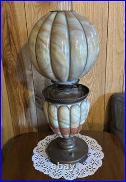 Antique Success Lamp Slag Glass Base and Globe Glows under Blacklight