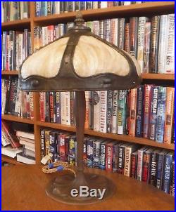 Antique Suess Bent Slag Glass Lamp Bradley & Hubbard Miller Handel styles