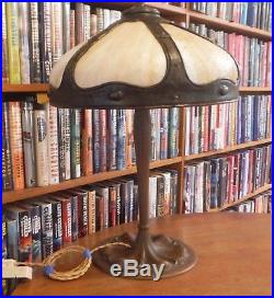 Antique Suess Bent Slag Glass Lamp Bradley & Hubbard Miller Handel styles