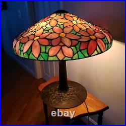 Antique Suess Poinsettia Leaded Slag Stained Glass Lamp Duffner Handel Tiffany