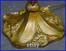 Antique TABLE LAMP BASE for ARTS CRAFTS Nouveau LEADED STAINED SLAG GLASS SHADE