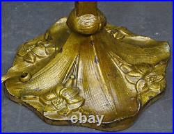 Antique TABLE LAMP BASE for ARTS CRAFTS Nouveau LEADED STAINED SLAG GLASS SHADE