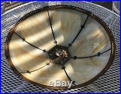 Antique TIFFANY STYLE LAMP SHADE, Vtg Stained Slag Glass Mission Arts & Crafts
