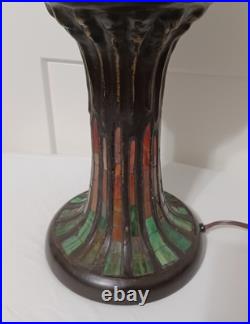 Antique TIFFANY Style LAMP, Bronze Tone Mosaic Glass TURTLEBACK, WORKS GREAT