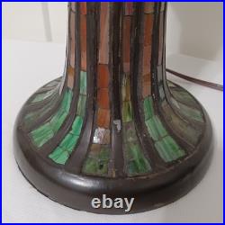Antique TIFFANY Style LAMP, Bronze Tone Mosaic Glass TURTLEBACK, WORKS GREAT