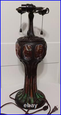 Antique TIFFANY Style LAMP, Bronze Tone Mosaic Glass TURTLEBACK, WORKS GREAT