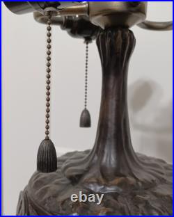 Antique TIFFANY Style LAMP, Bronze Tone Mosaic Glass TURTLEBACK, WORKS GREAT