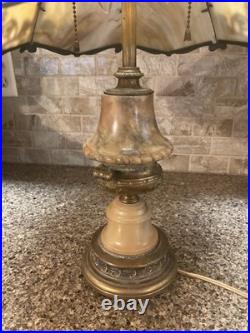 Antique Table Lamp Base For Reverse Painted Leaded Slag Glass Shade