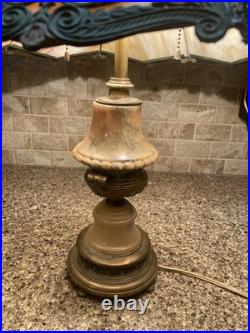 Antique Table Lamp Base For Reverse Painted Leaded Slag Glass Shade