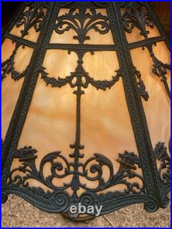 Antique Table Lamp Base For Reverse Painted Leaded Slag Glass Shade