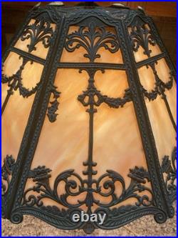 Antique Table Lamp Base For Reverse Painted Leaded Slag Glass Shade