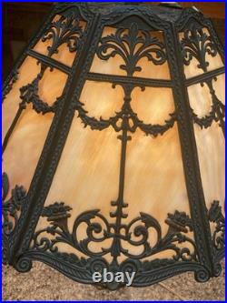 Antique Table Lamp Base For Reverse Painted Leaded Slag Glass Shade