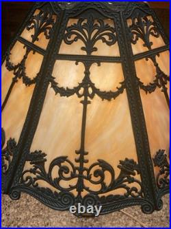 Antique Table Lamp Base For Reverse Painted Leaded Slag Glass Shade