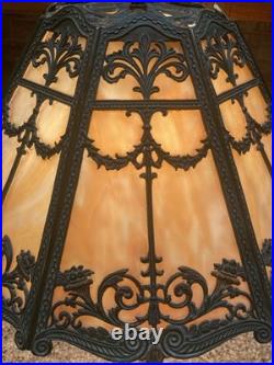 Antique Table Lamp Base For Reverse Painted Leaded Slag Glass Shade