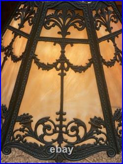 Antique Table Lamp Base For Reverse Painted Leaded Slag Glass Shade