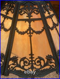 Antique Table Lamp Base For Reverse Painted Leaded Slag Glass Shade