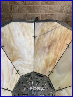 Antique Table Lamp Base For Reverse Painted Leaded Slag Glass Shade