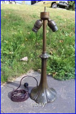 Antique Table Lamp Base For Reverse Painted Leaded Slag Glass Shade Art Nouveau