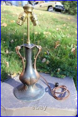 Antique Table Lamp Base For Reverse Painted Leaded Slag Glass Shade Art Nouveau