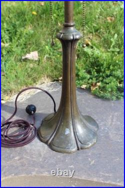 Antique Table Lamp Base For Reverse Painted Leaded Slag Glass Shade Art Nouveau