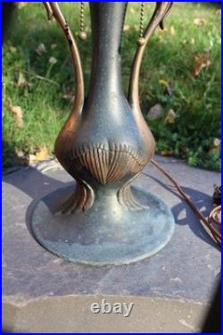 Antique Table Lamp Base For Reverse Painted Leaded Slag Glass Shade Art Nouveau