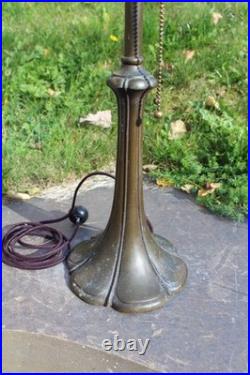 Antique Table Lamp Base For Reverse Painted Leaded Slag Glass Shade Art Nouveau