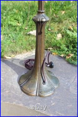Antique Table Lamp Base For Reverse Painted Leaded Slag Glass Shade Art Nouveau