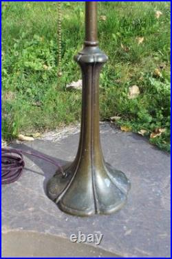 Antique Table Lamp Base For Reverse Painted Leaded Slag Glass Shade Art Nouveau