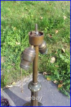 Antique Table Lamp Base For Reverse Painted Leaded Slag Glass Shade Art Nouveau